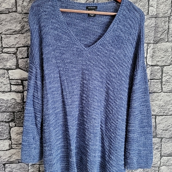 Calvin Klein Womens Blue V Neck Sweater Size XXL - Picture 1 of 9